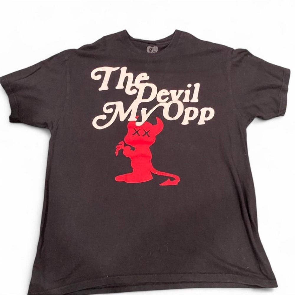 Black T-Shirt with Red Devil Graphic
